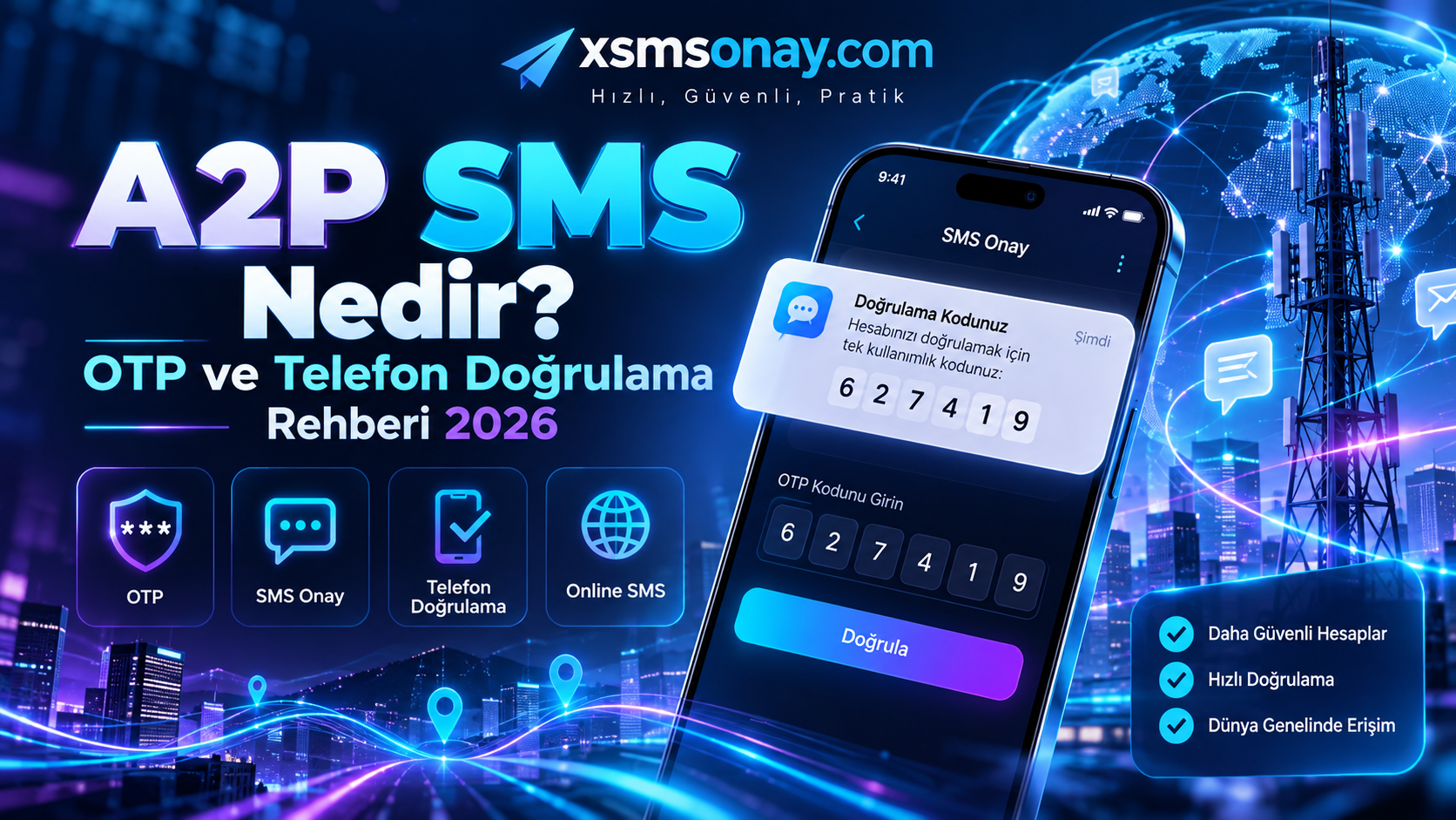 A2P SMS Nedir? OTP ve Doğrulama Rehberi 2026 | XSMSONAY