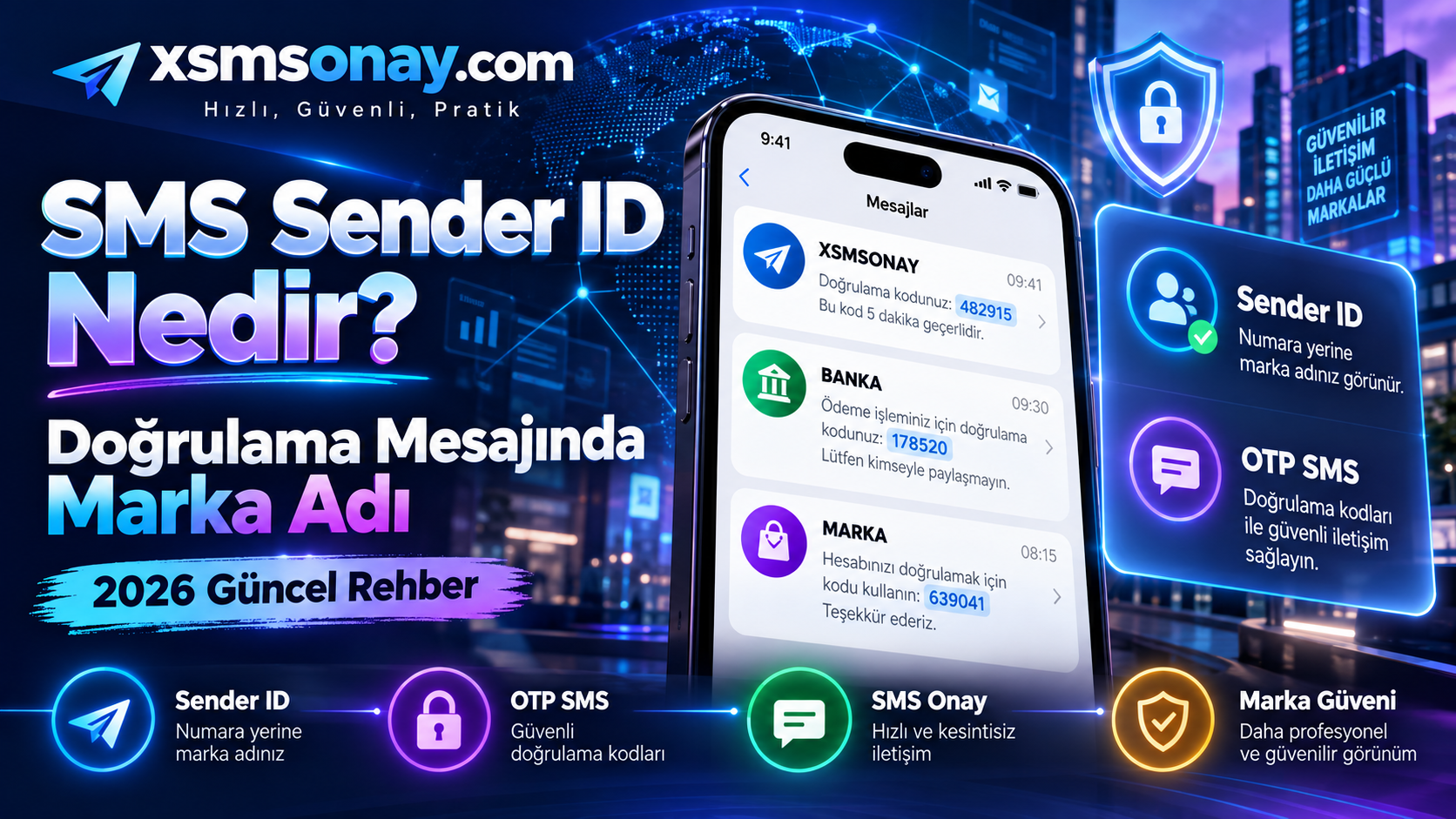 SMS Sender ID Nedir? Doğrulama SMS Rehberi 2026 | XSMSONAY