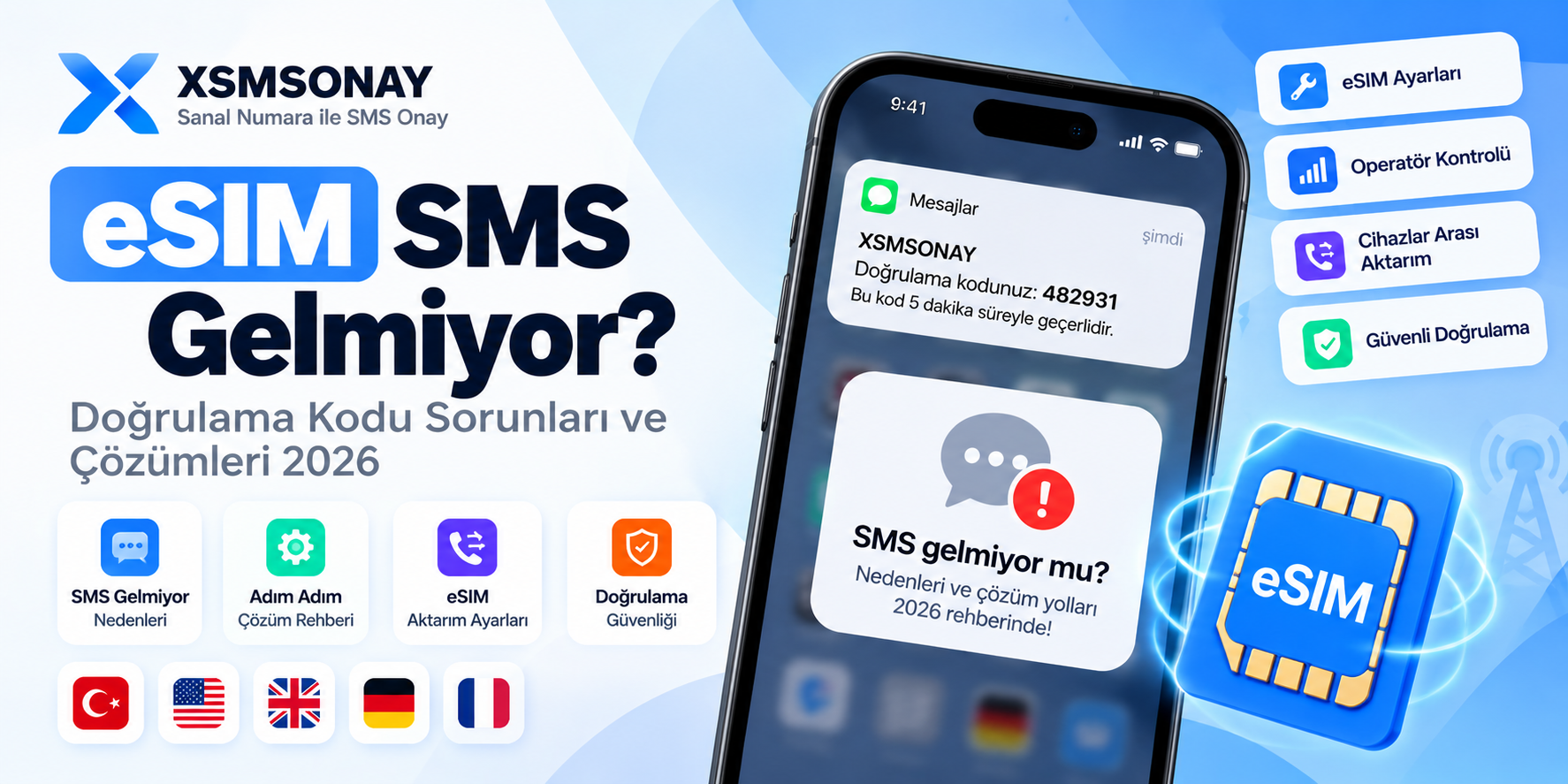 eSIM SMS Gelmiyor: Doğrulama Kodu Çözümü 2026 | XSMSONAY